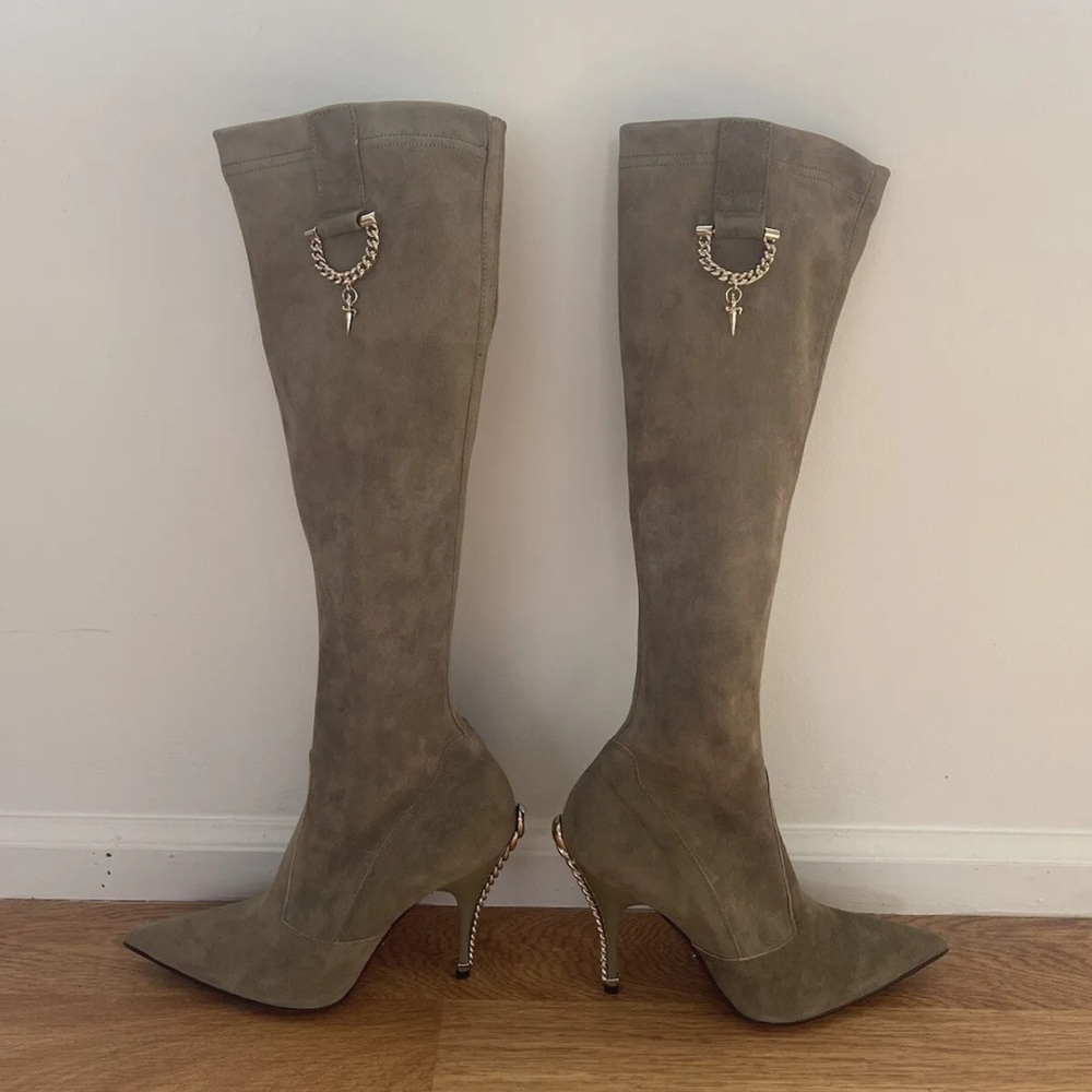 Cesare Paciotti women suede metal heel boot EU 37